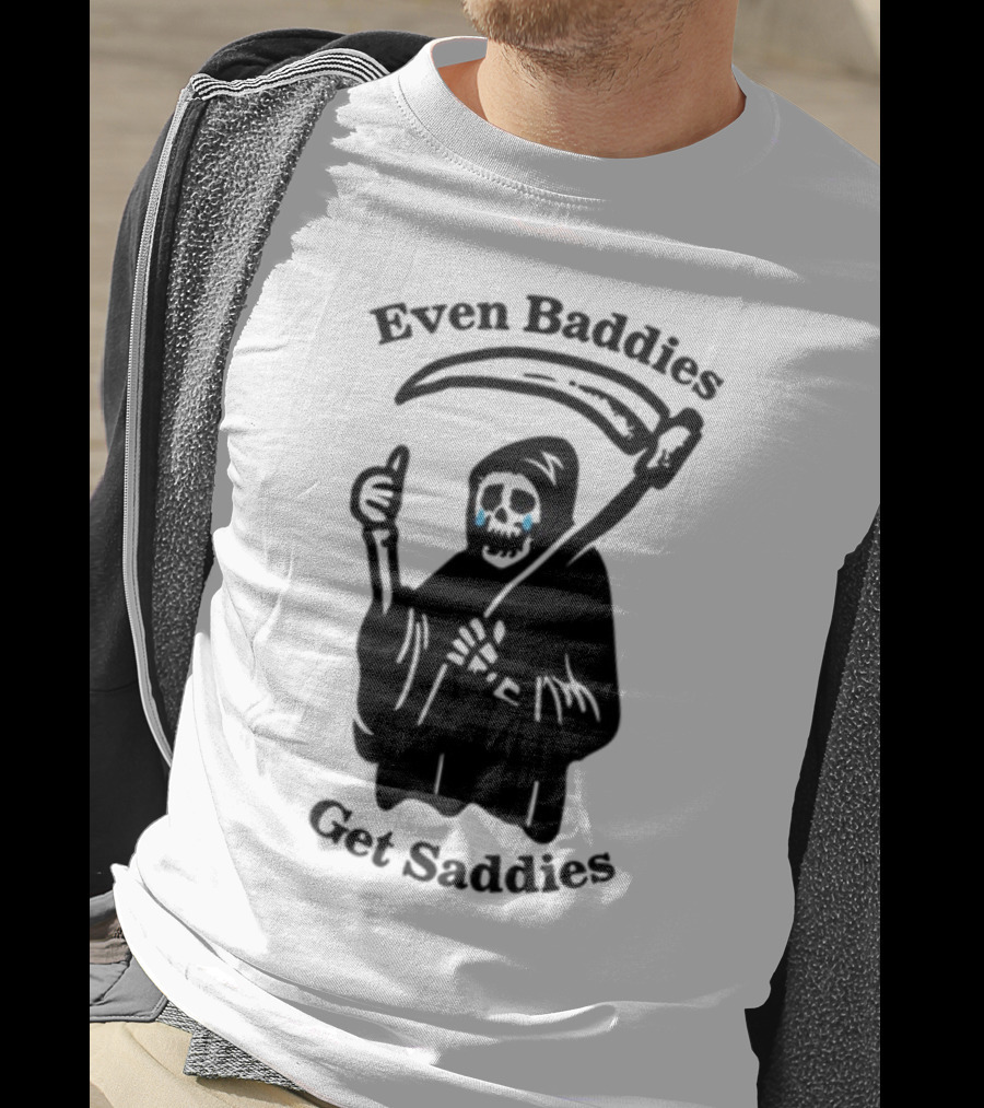 Even Baddies Get Saddies Cartoon Grim Reaper Crying T-Shirt