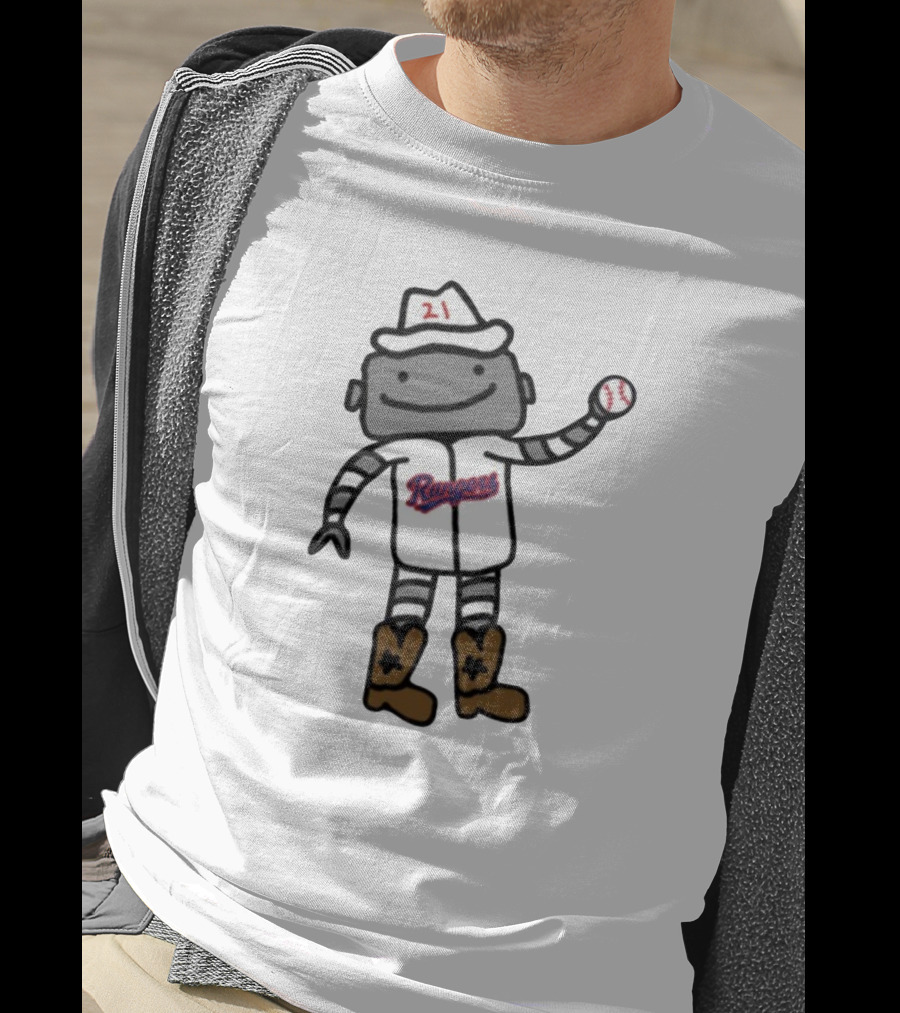 Robo Athlete With Rangers Jersey And Baseball T-Shirt