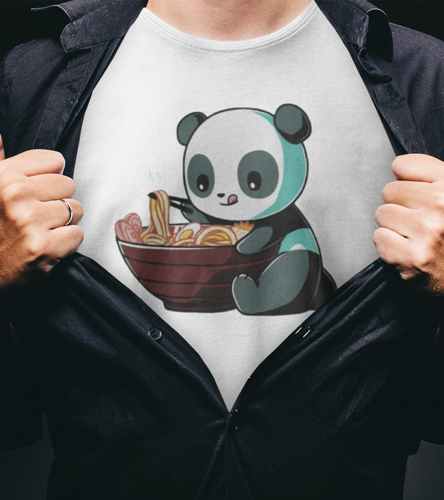 Teeturtle Ramen Panda Eating Noodles T-Shirt