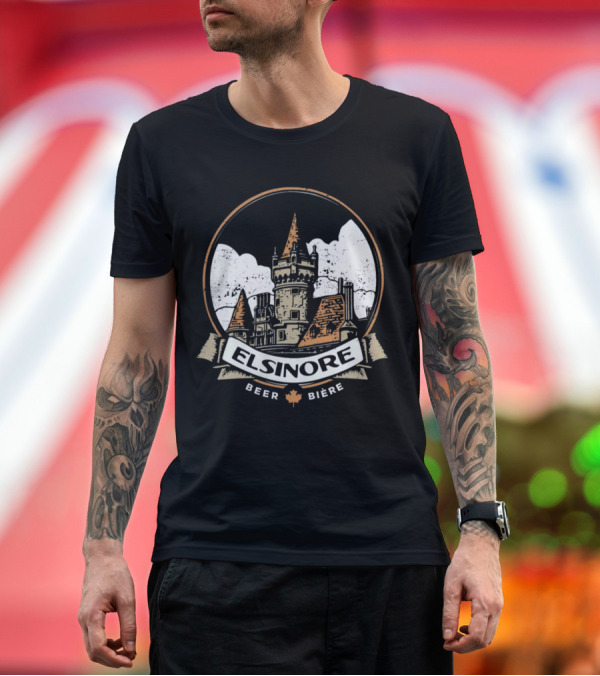 Premium T-Shirt: Elsinore Beer Strange Brew Castle with Maple Leaf Biere T-Shirt Elsinore Beer Strange Brew Castle with Maple Leaf Biere T-Shirt