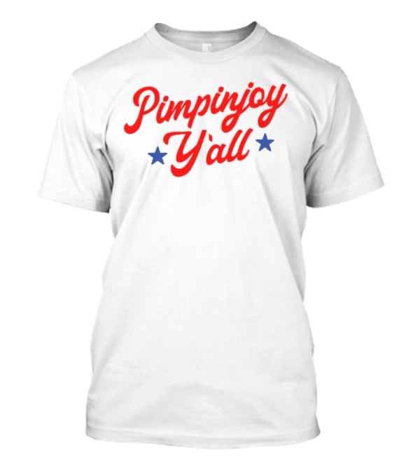 Pimpinjoy Y'All Red Script With Blue Stars T-Shirt