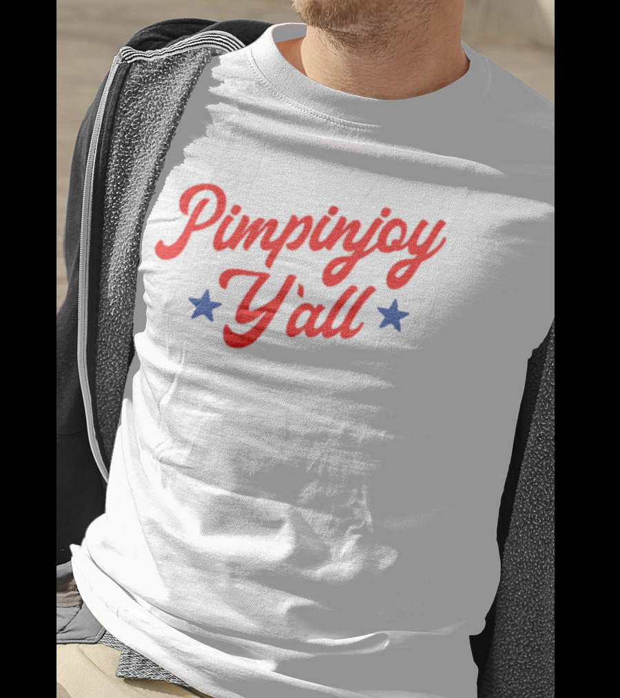 Pimpinjoy Y'All Red Script With Blue Stars T-Shirt