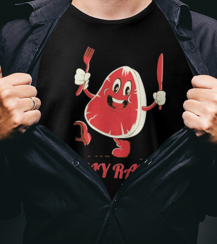 Stay Rare Cartoon Steak With Fork And Knife T-Shirt