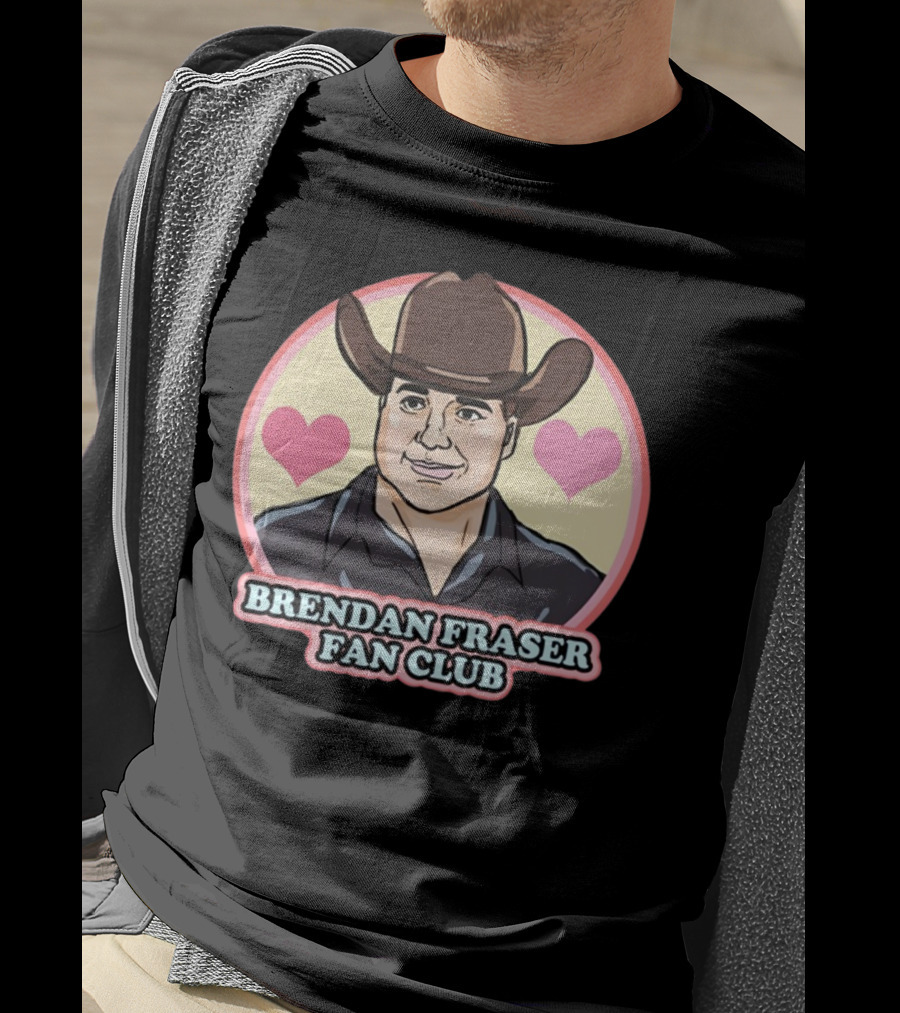 Brendan Fraser Fan Club Cowboy Hat Heart T-Shirt