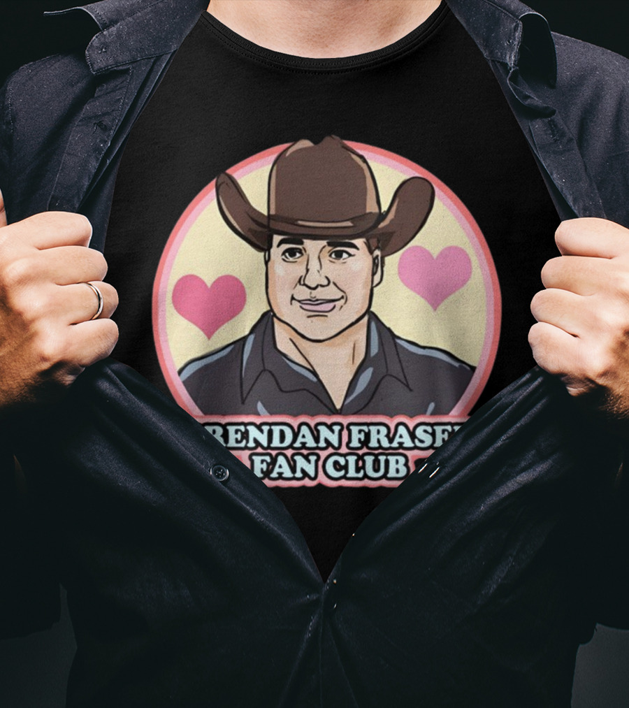 Brendan Fraser Fan Club Cowboy Hat Heart T-Shirt