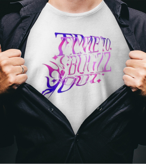 Bugzz Caitibugzz Time To Bugzz Out Psychedelic Lettering T-Shirt