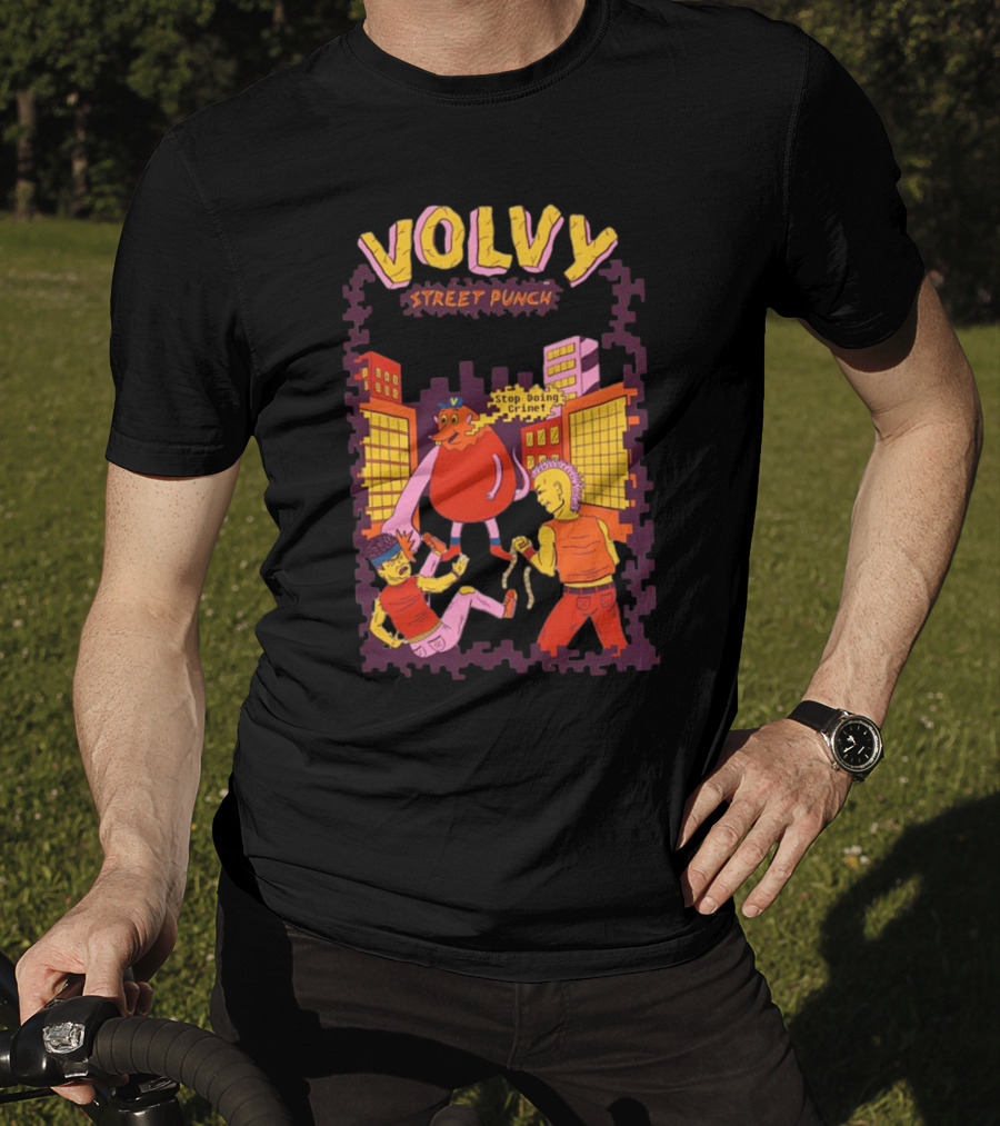 Volvy Street Punch Stop Doing Crime Retro Action T-Shirt