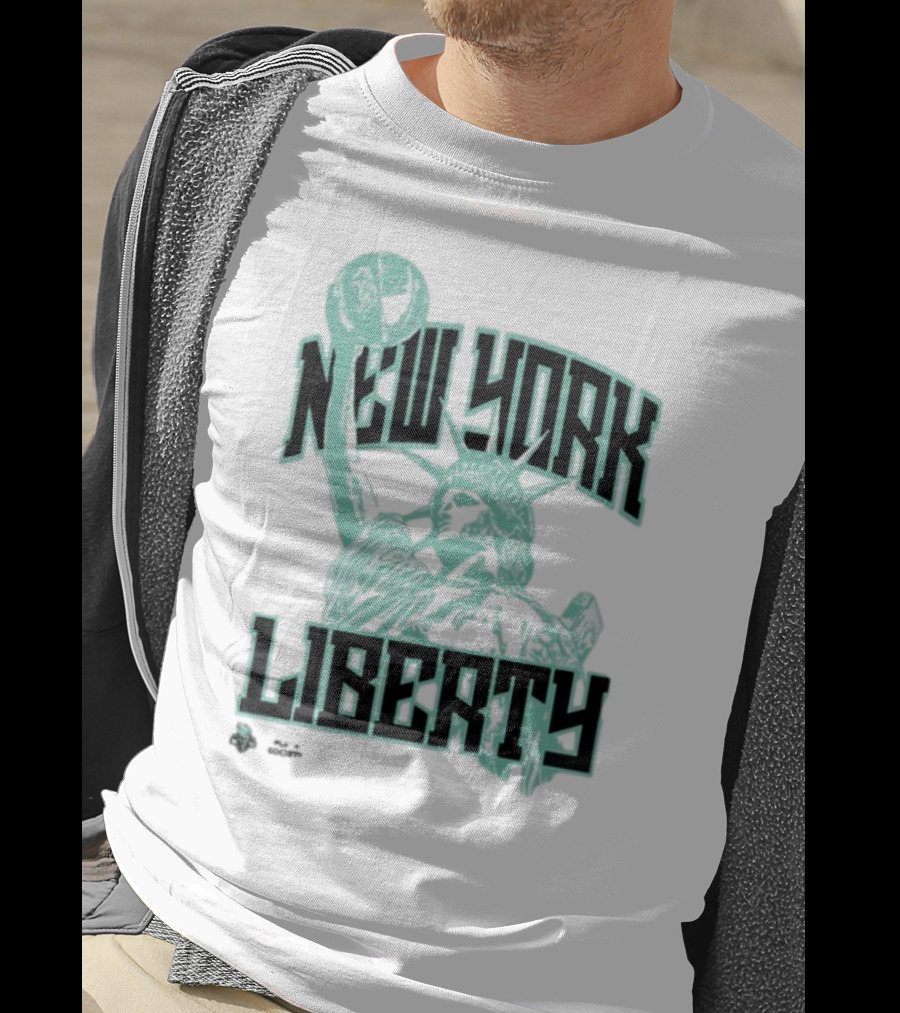 New York Liberty Playa Society Team Statue Of Liberty Basketball T-Shirt