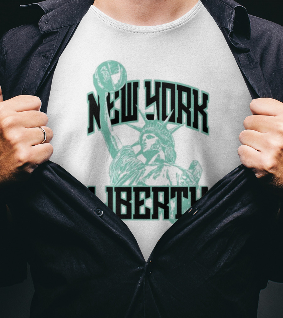 New York Liberty Playa Society Team Statue Of Liberty Basketball T-Shirt