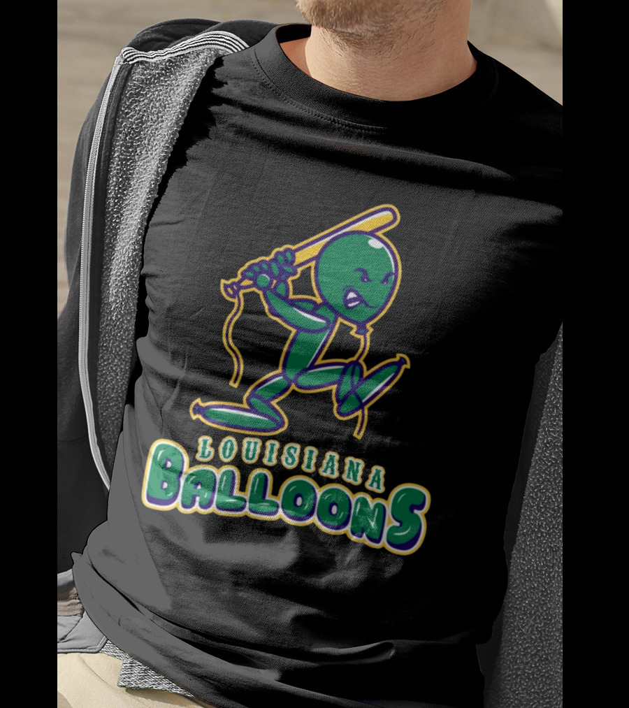Louisiana Balloons Baseball Mascot Character T-Shirt