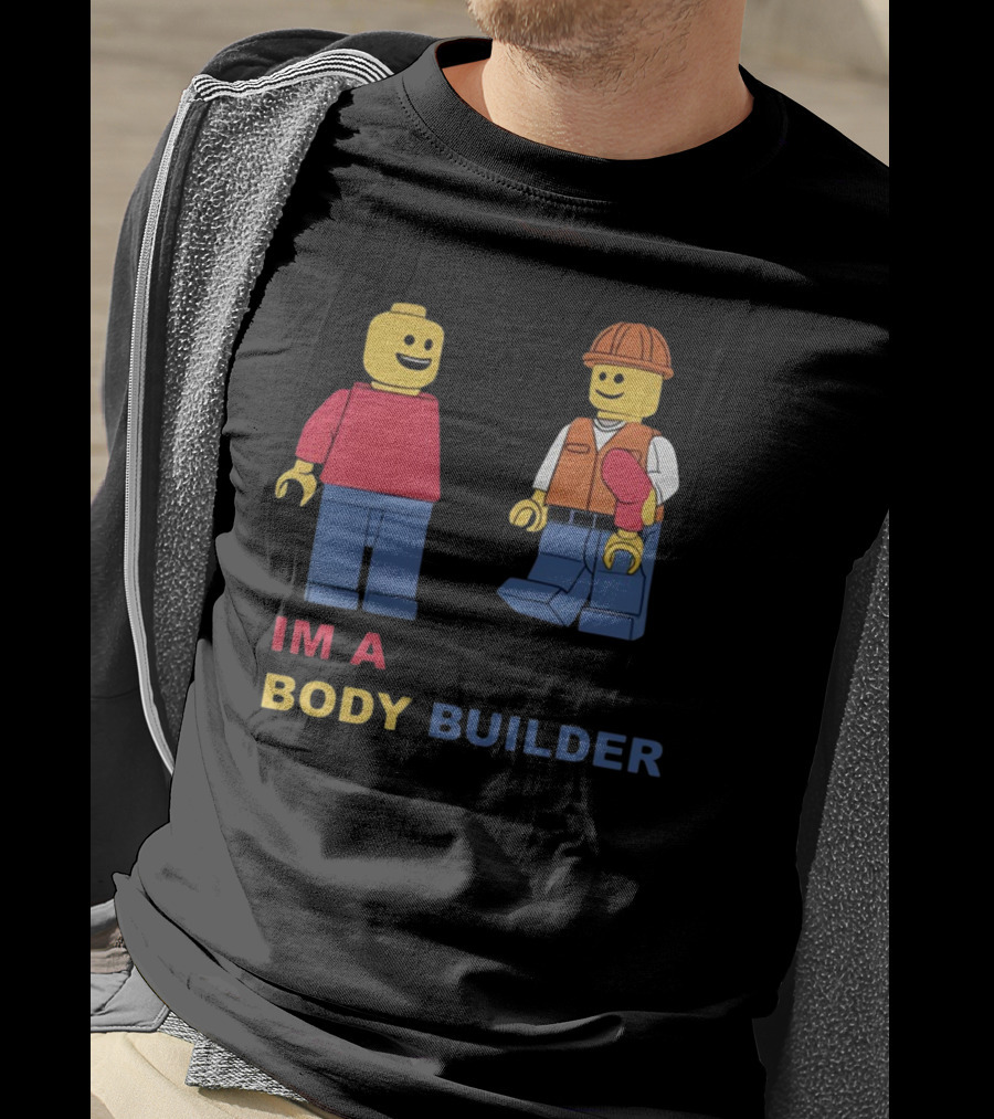 Lucca International I'm A Body Builder Lego Minifigures Construction Worker And Red-Shirted Figure T-Shirt
