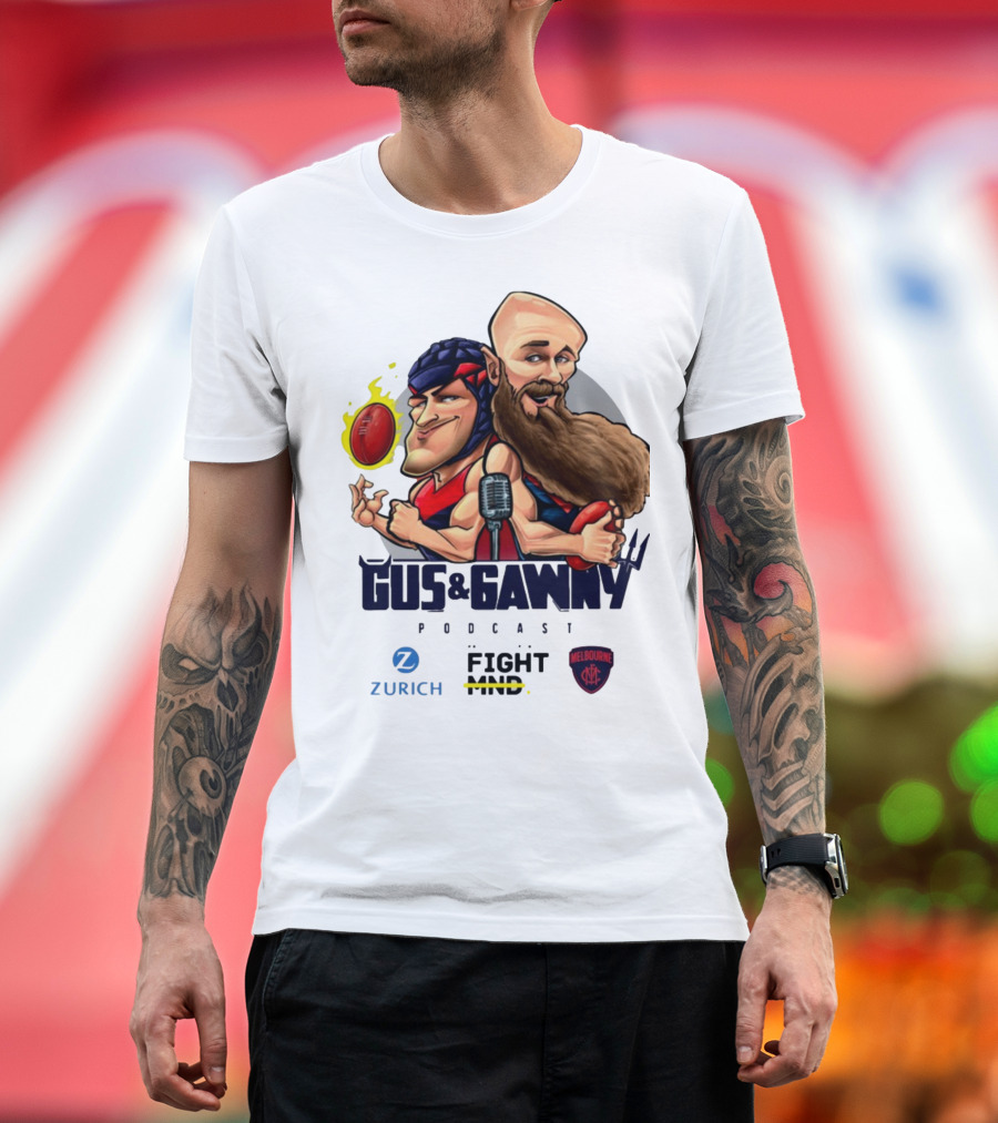 Melbourne Demons Gus and Gawny Podcast Zurich Fight MND AFL Caricature T-Shirt
