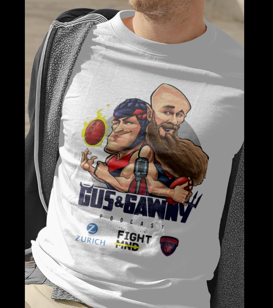 Melbourne Demons Gus And Gawny Podcast Zurich Fight MND AFL Caricature T-Shirt
