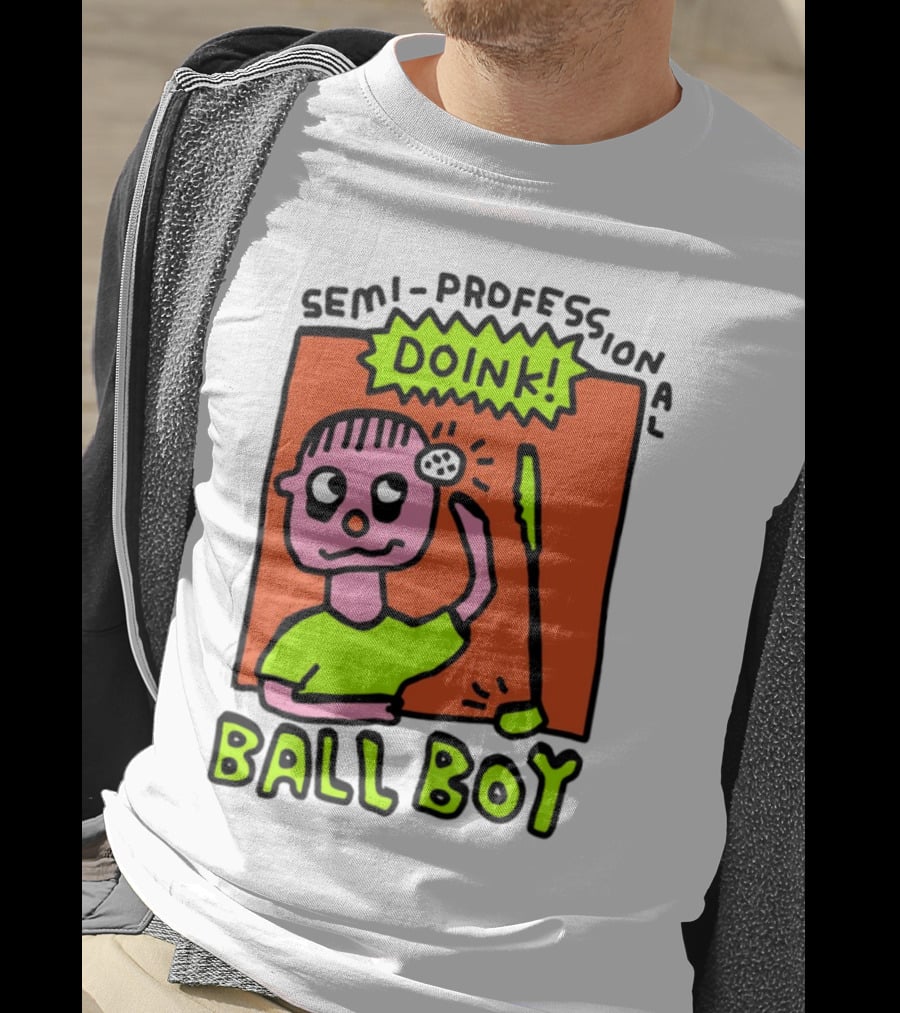 Semi-Professional Doink Ball Boy Comic Character With Club And Speech Bubble T-Shirt