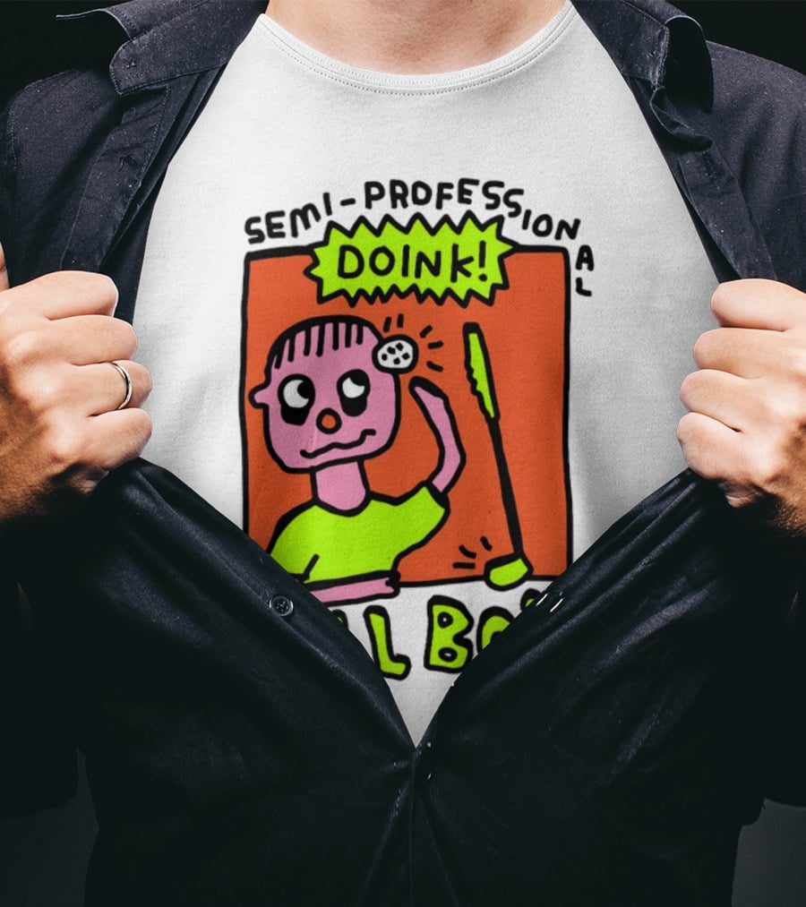 Semi-Professional Doink Ball Boy Comic Character With Club And Speech Bubble T-Shirt