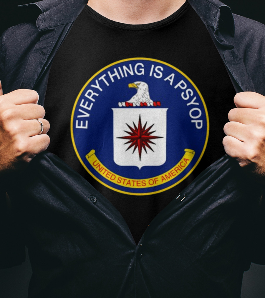 Shitheadsteve Everything Is A Psyop United States Of America CIA Parody Emblem T-Shirt