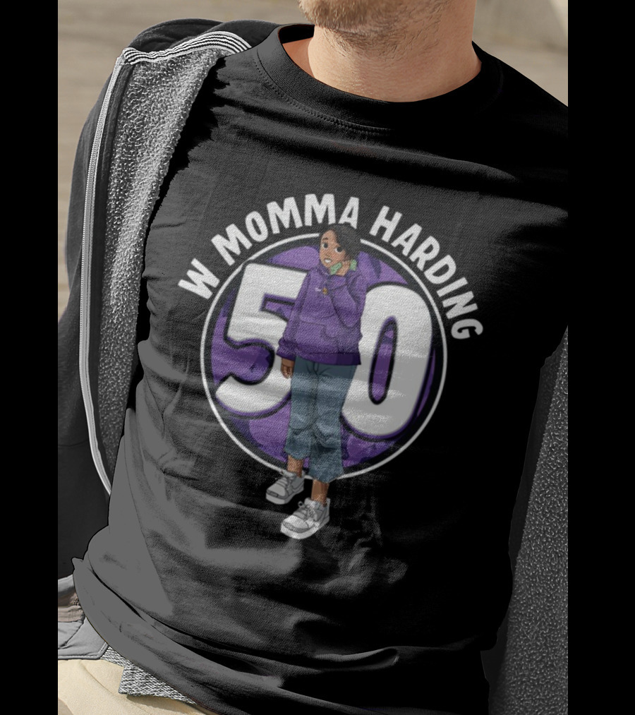 W Momma Harding 50 Purple Hoodie And Sneakers Cartoon T-Shirt