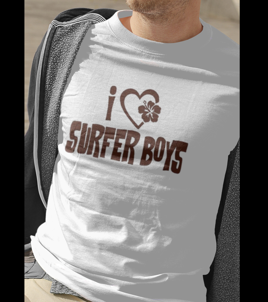 I Love Surfer Boys Flower Heart T-Shirt