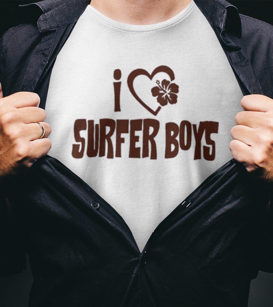 I Love Surfer Boys Flower Heart T-Shirt