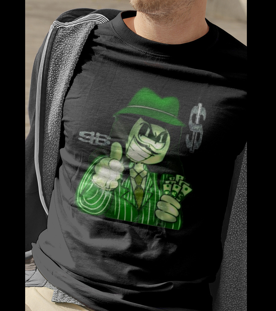 Green Gangsta Spongewhang With Money And Dollar Signs T-Shirt