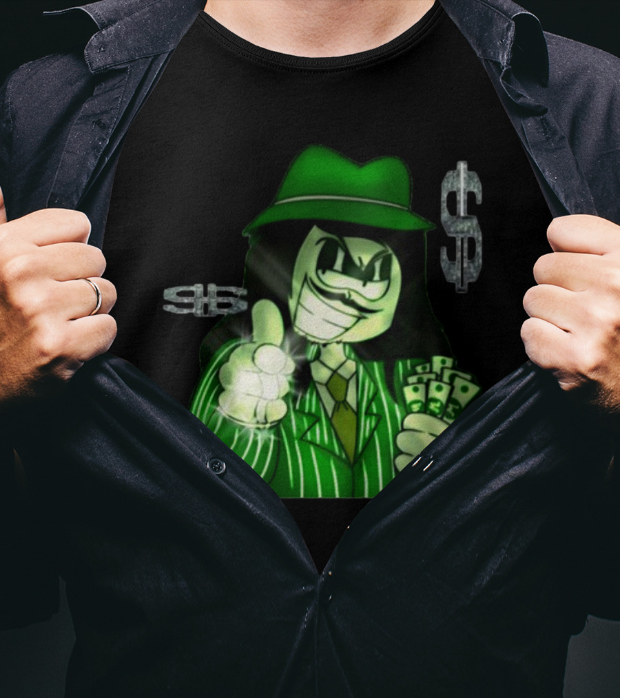 Green Gangsta Spongewhang With Money And Dollar Signs T-Shirt