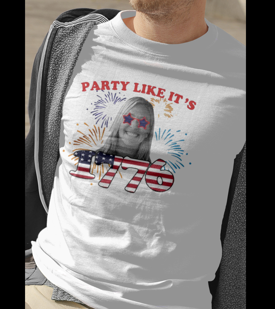 MTG Shop Marjorie Taylor Party Like It's 1776 Fireworks Star Glasses Patriotic T-Shirt