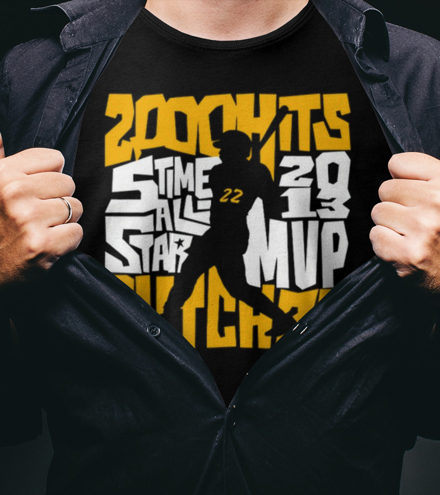 Andrew McCutchen 200 Hits 5 Time All-Star 2013 MVP Pittsburgh Icon 22 T-Shirt