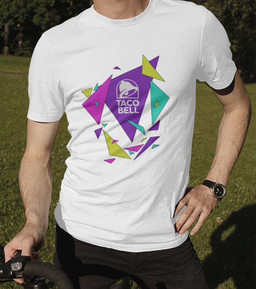 Taco Bell Logo Neon Geometric Shapes T-Shirt