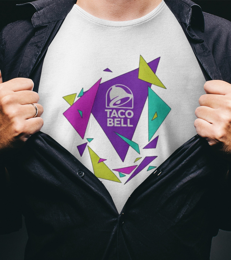 Taco Bell Logo Neon Geometric Shapes T-Shirt