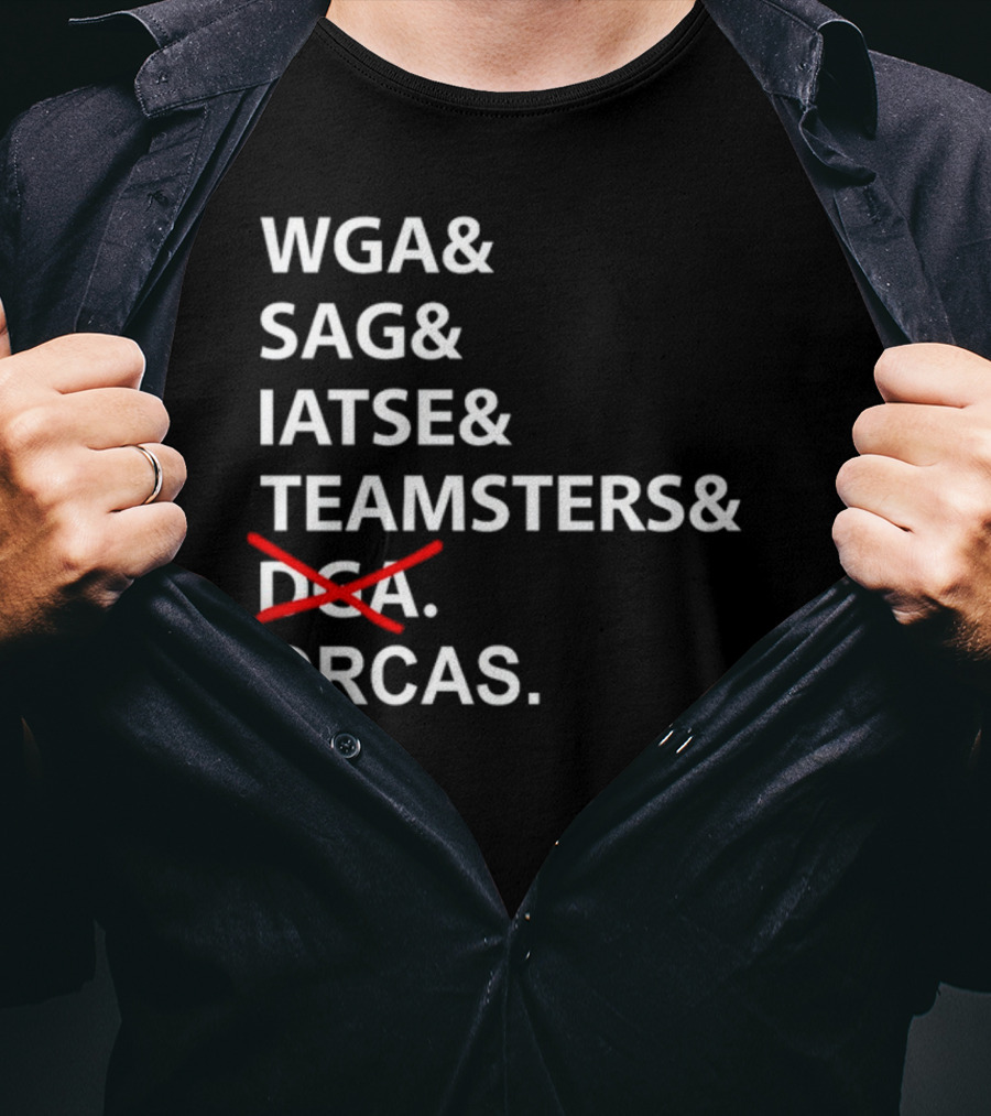 WGA SAG IATSE Teamsters Orcas Crossed Out T-Shirt