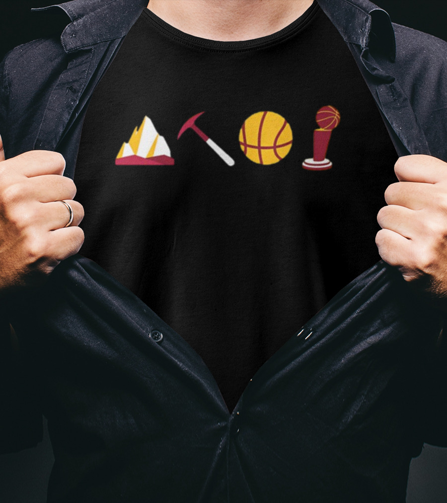 Denver Mountain Basketball Trophy And Climbing Pickaxe Icons T-Shirt