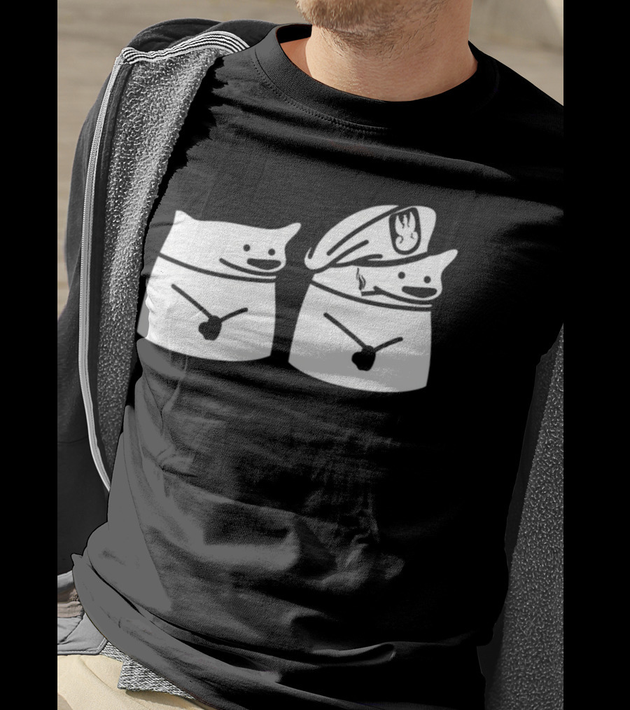 Nafo Ofan Fella Meme Character Pair In Officer Hat T-Shirt