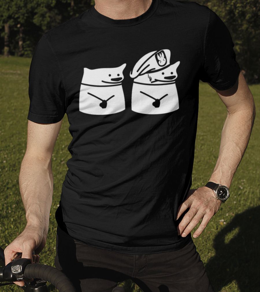 Nafo Ofan Fella Meme Character Pair In Officer Hat T-Shirt