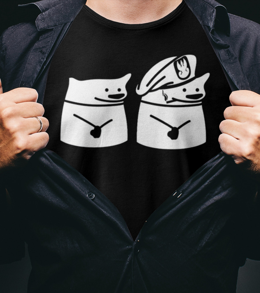 Nafo Ofan Fella Meme Character Pair In Officer Hat T-Shirt