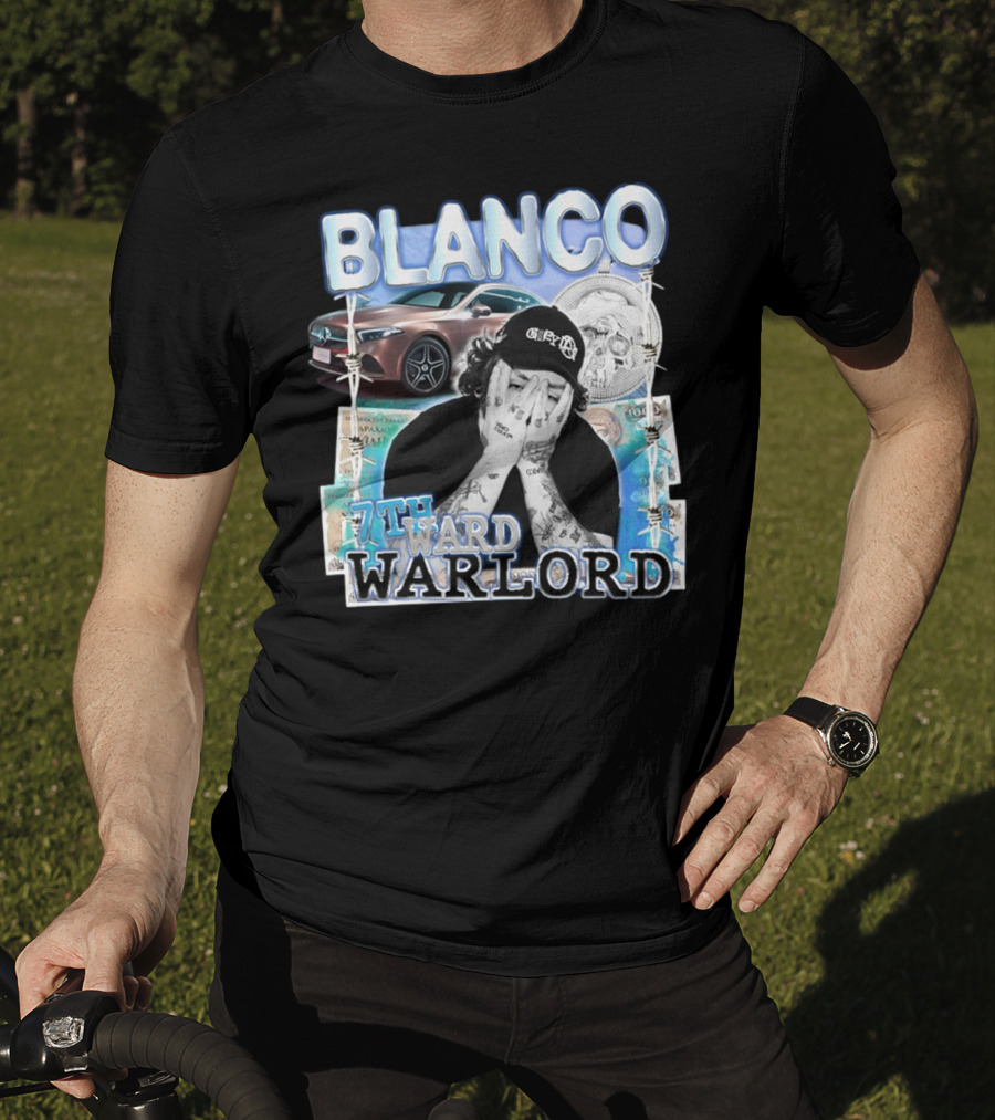 Blanco 7Thward Warlord Money Car Skull Tattoo Barbed Wire Aesthetic T-Shirt