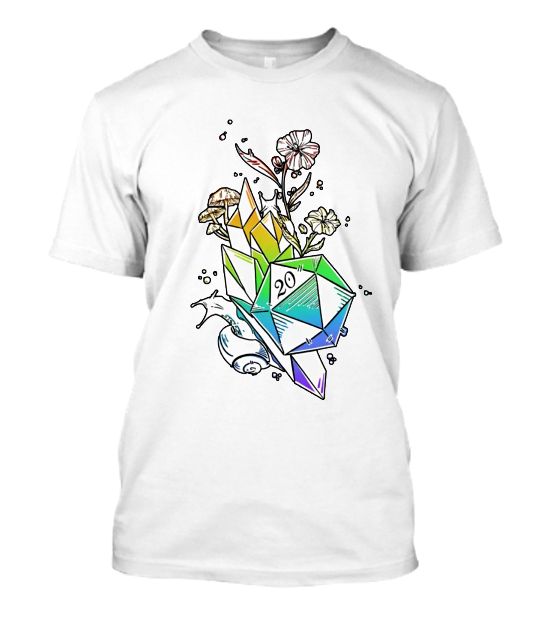 Ritual Cast Pride D20 Natural 20 Crystal Floral Fantasy T-Shirt