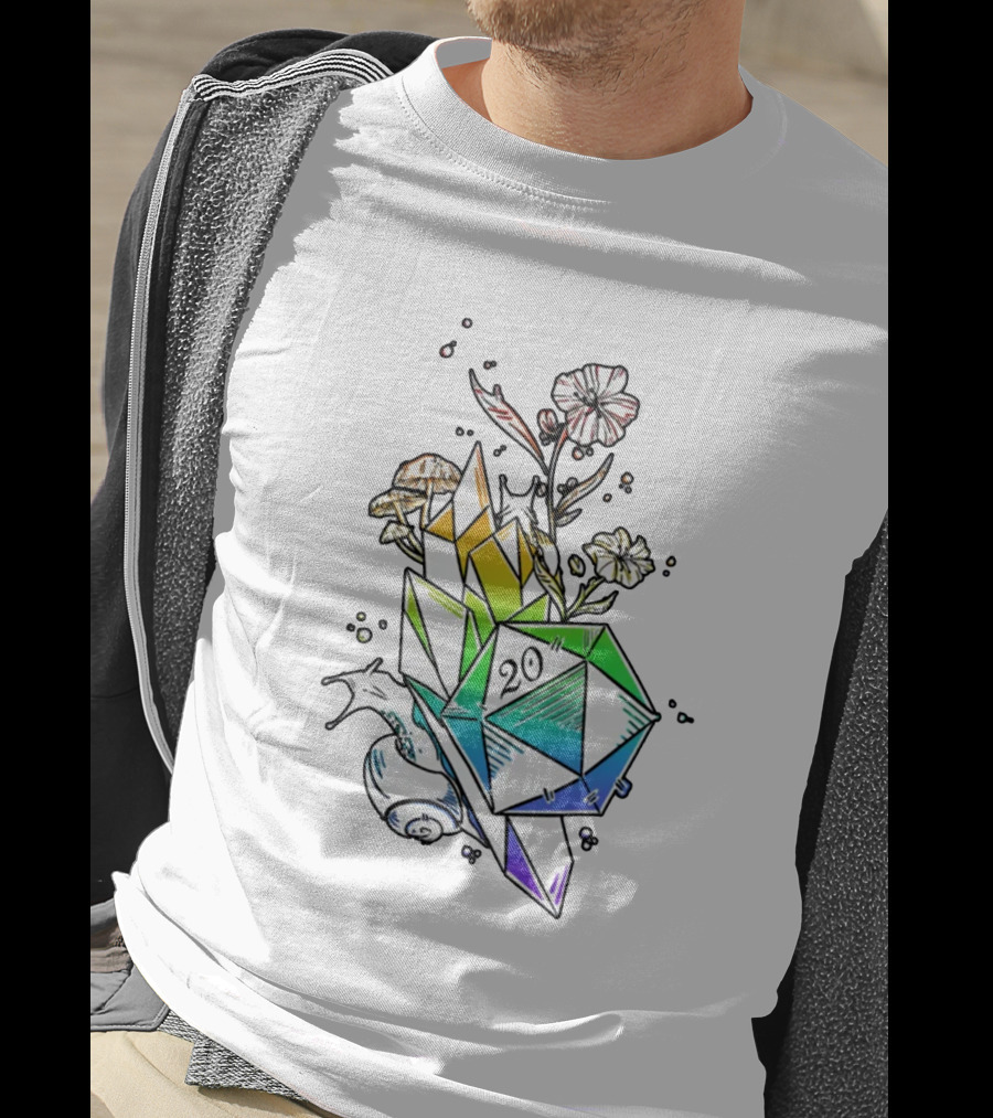 Ritual Cast Pride D20 Natural 20 Crystal Floral Fantasy T-Shirt