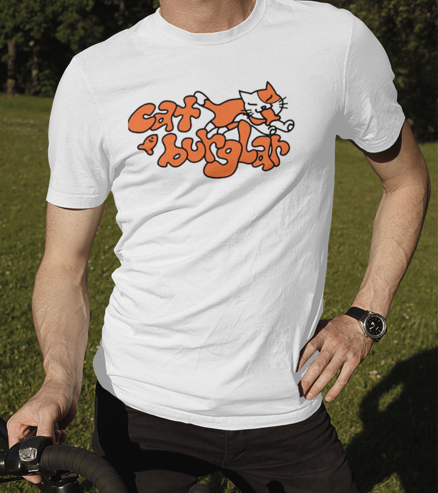 Cat Burglar Playful Cartoon Cat With Fish Bone T-Shirt