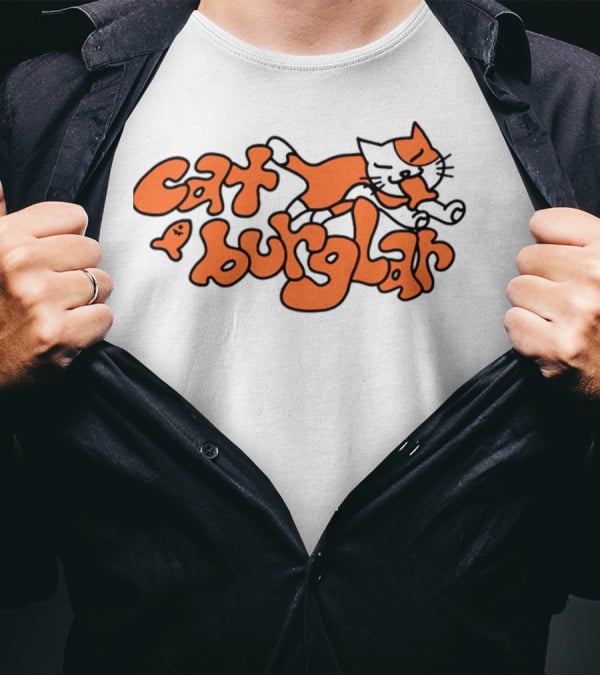 Cat Burglar Playful Cartoon Cat With Fish Bone T-Shirt