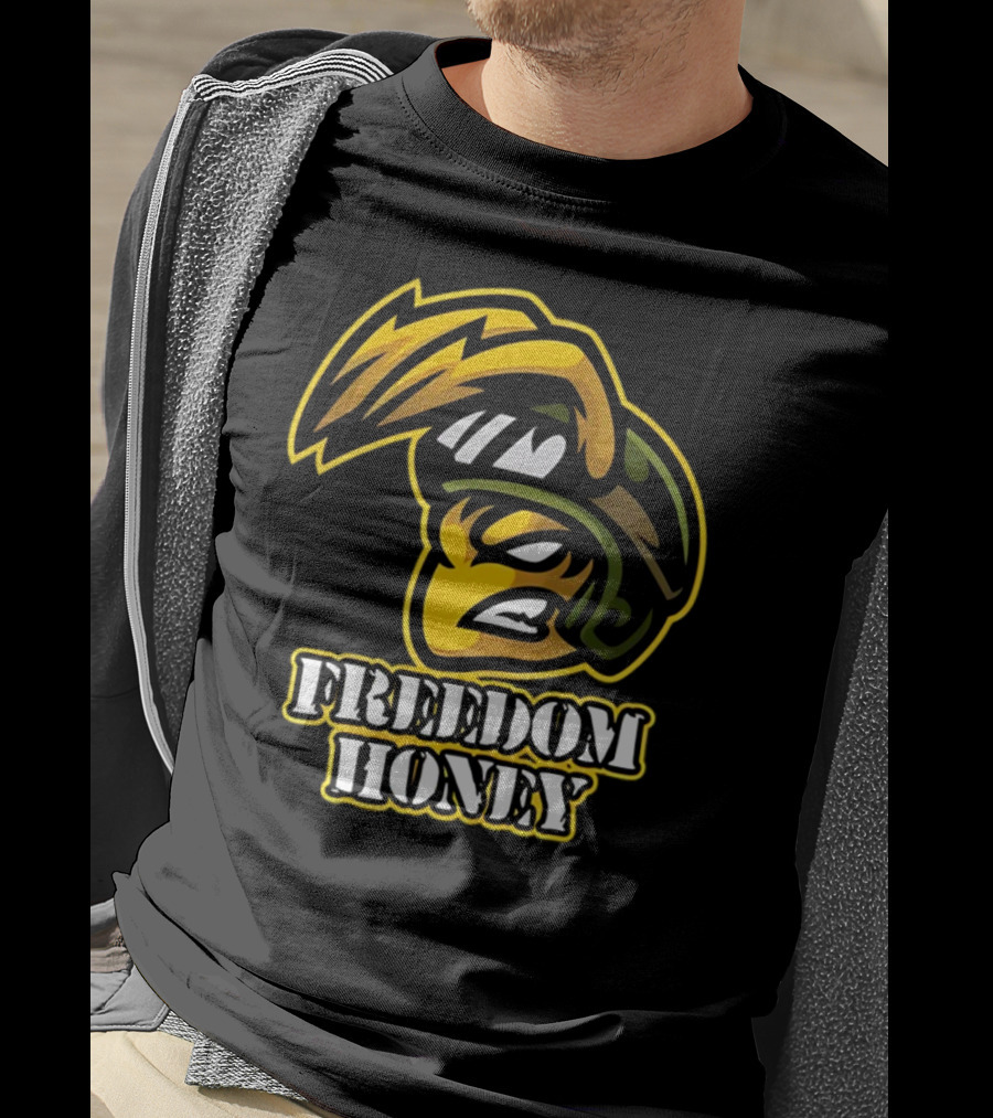 Freedom Honey Angry Yellow Cartoon Soldier Helmet T-Shirt