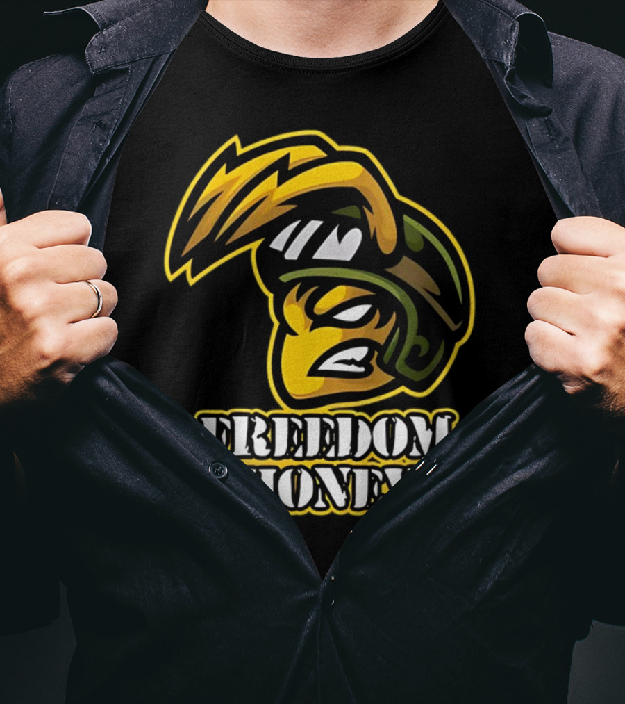 Freedom Honey Angry Yellow Cartoon Soldier Helmet T-Shirt