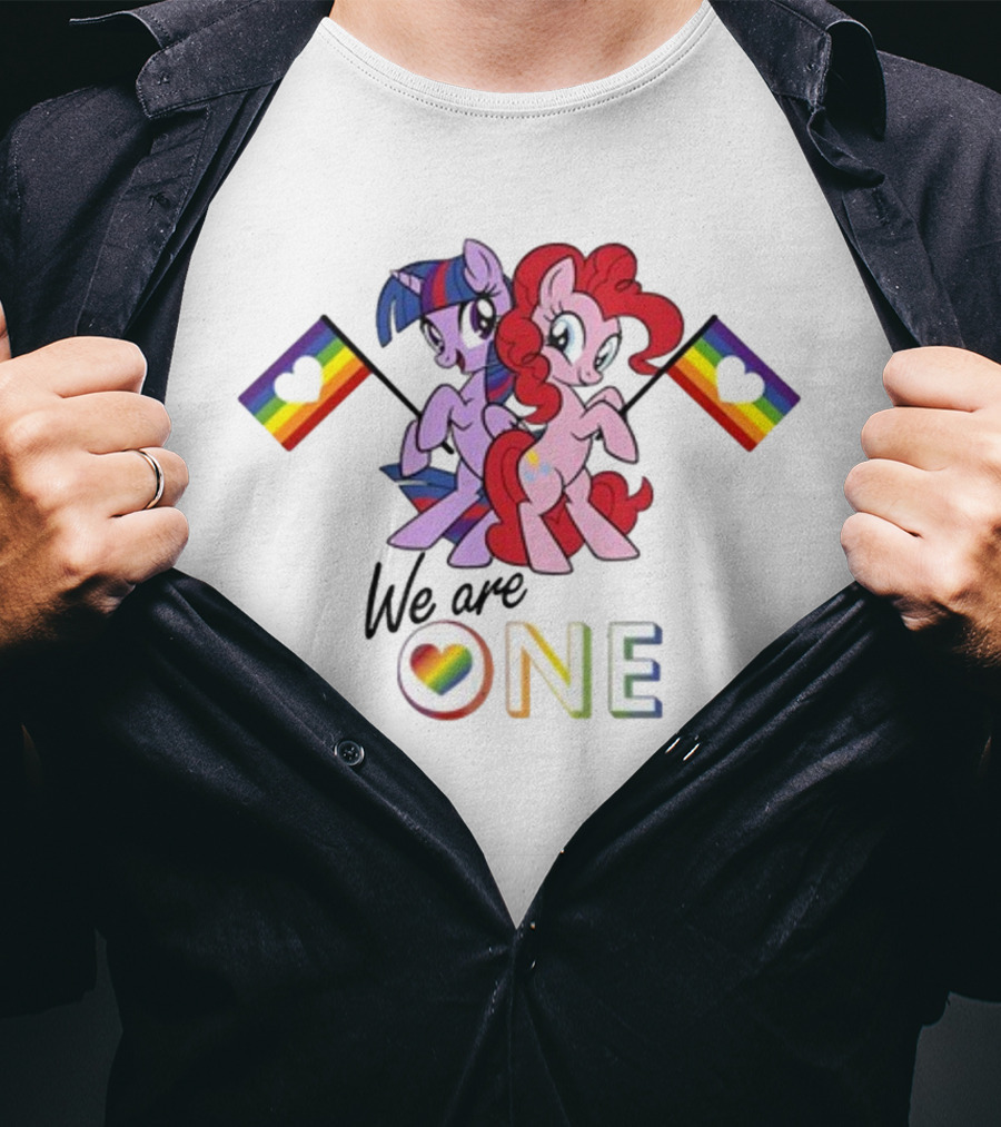 My Little Pony We Are One Pinkie Pie Twilight Sparkle Pride Rainbow Flags T-Shirt