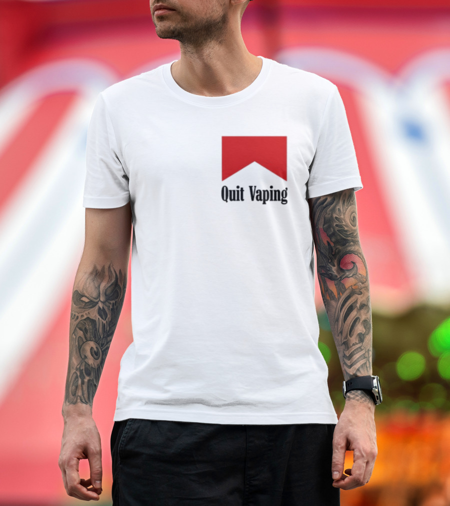 Quit Vaping Be A Man Red Triangle Message T-Shirt