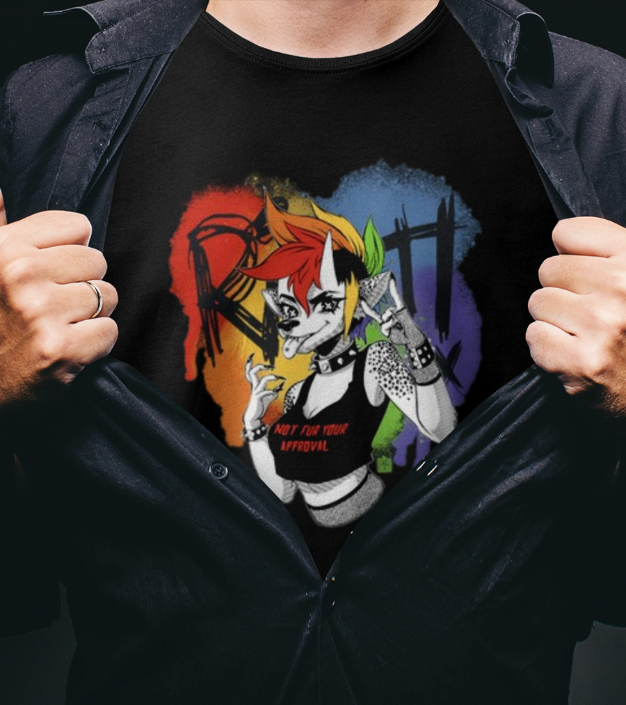 Jtwusky Riot Rainbow Hyena Not Fur Your Approval Punk T-Shirt