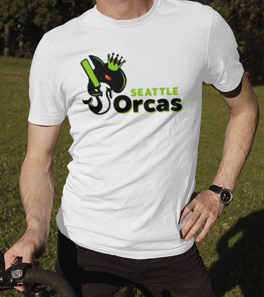 Franklin Leonard Seattle Orcas Crowned Orca With Bat T-Shirt