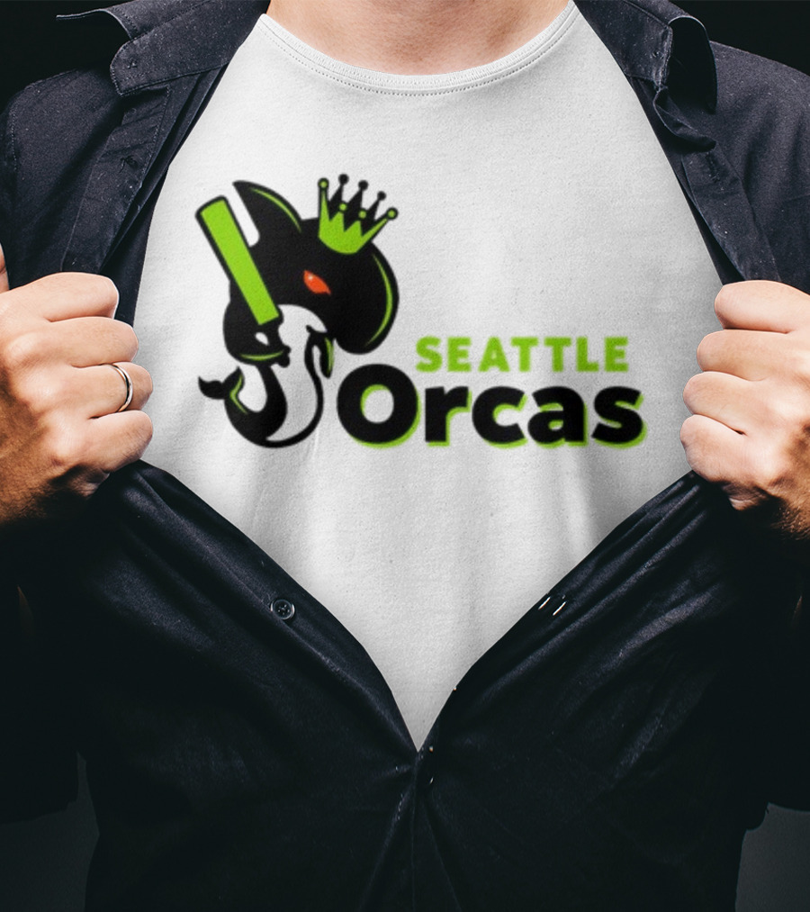 Franklin Leonard Seattle Orcas Crowned Orca With Bat T-Shirt