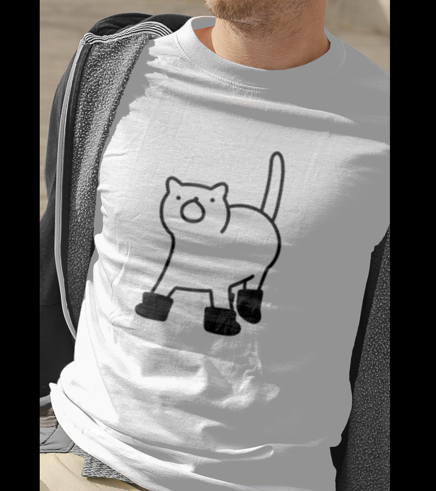Poorly Drawn Cats Puss In Boots Cute Cartoon T-Shirt