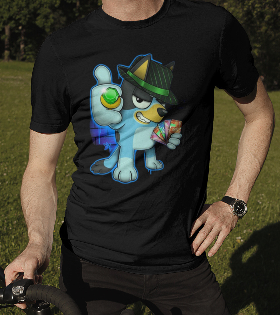 Bluepin Poker Dog With Fedora And Gem در Poker Cards T-Shirt