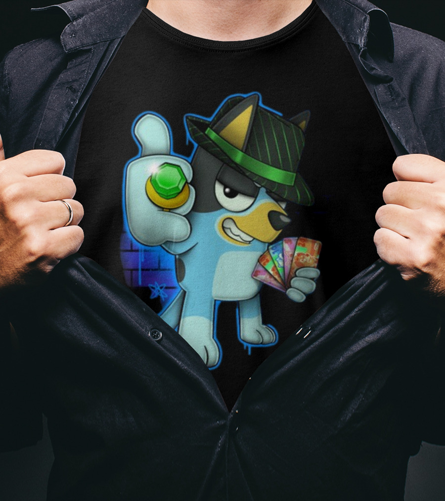 Bluepin Poker Dog With Fedora And Gem در Poker Cards T-Shirt