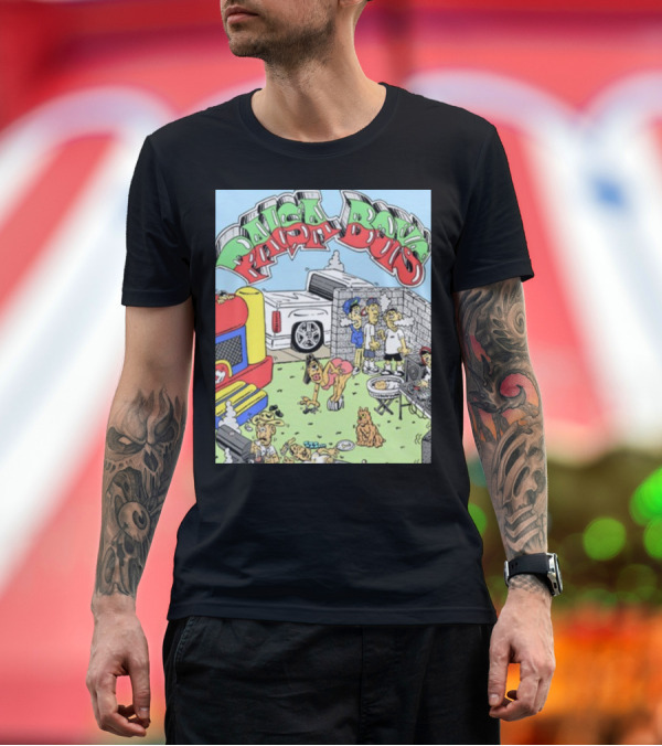 Premium T-Shirt: Paisa Boys Backyard BBQ Party With Lowrider Car, Bounce House, Family, and Pets T-Shirt Paisa Boys Backyard BBQ Party With Lowrider Car, Bounce House, Family, and Pets T-Shirt